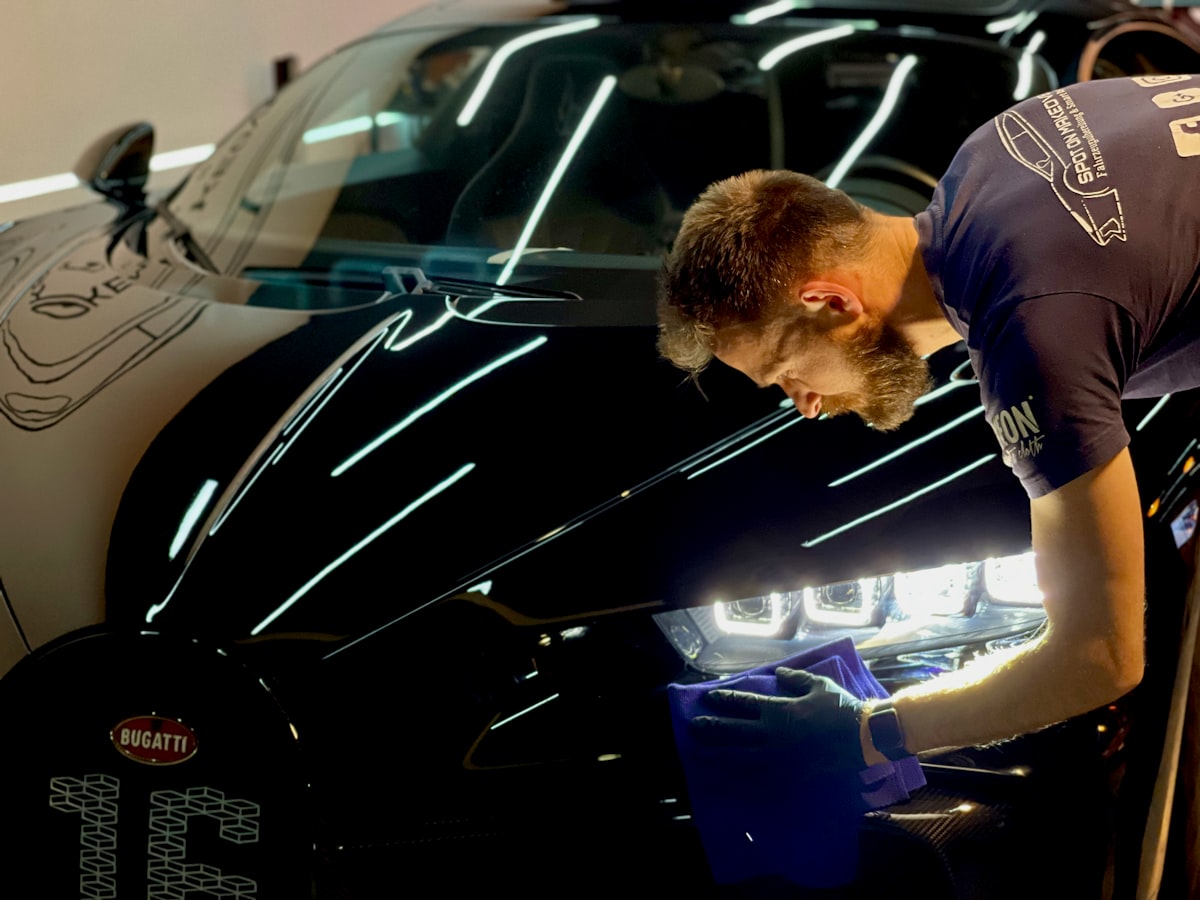 Water beading on freshly detailed black paint