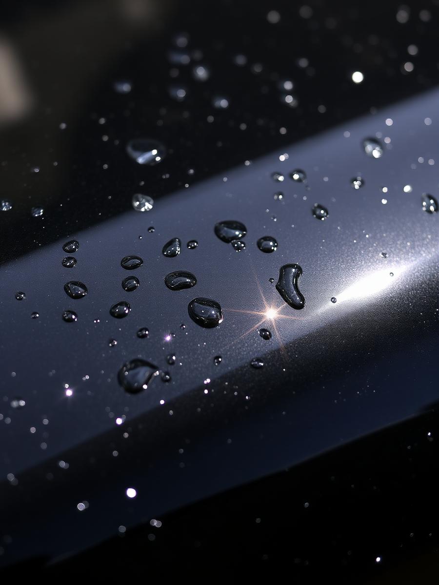 Water beading on freshly detailed black paint